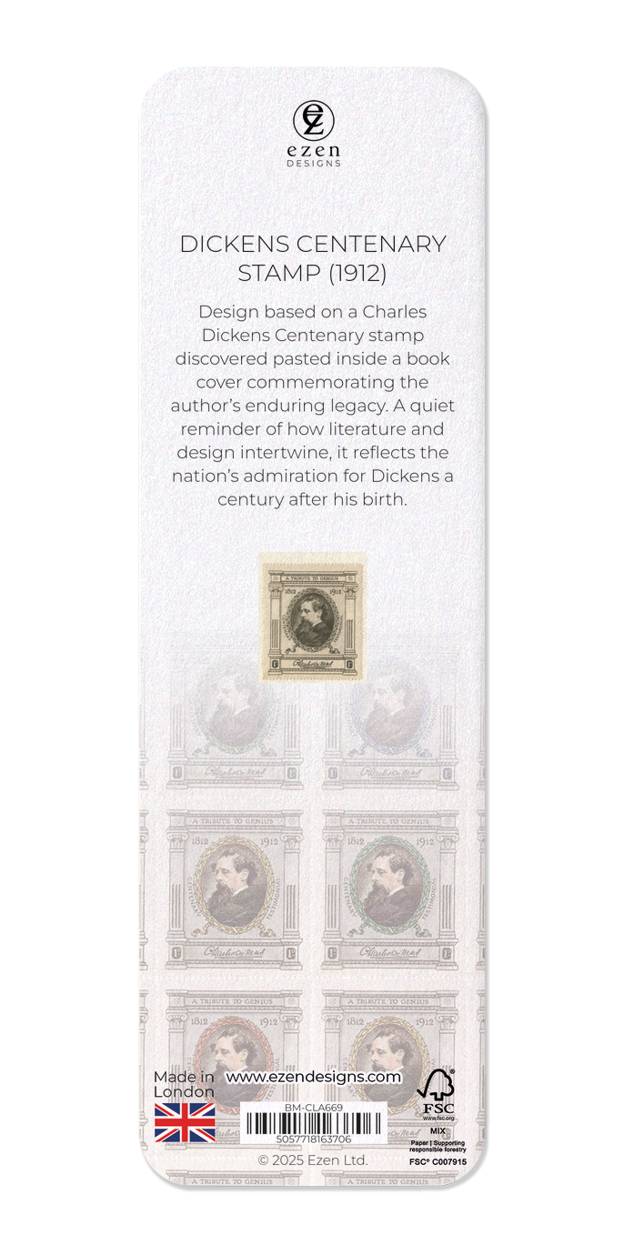 Ezen Designs - Dickens Centenary Stamp (1912) - Bookmark - Back