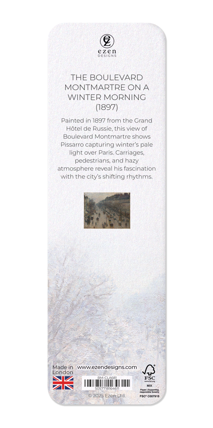 Ezen Designs - The Boulevard Montmartre on a Winter Morning (1897) - Bookmark - Back
