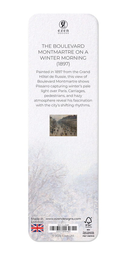 Ezen Designs - The Boulevard Montmartre on a Winter Morning (1897) - Bookmark - Back