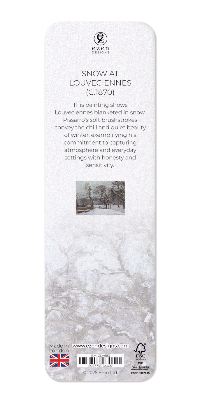 Ezen Designs - Snow at Louveciennes (c.1870) - Bookmark - Back