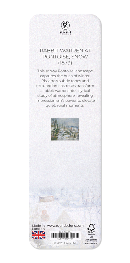 Ezen Designs - Rabbit Warren at Pontoise, Snow (1879) - Bookmark - Back