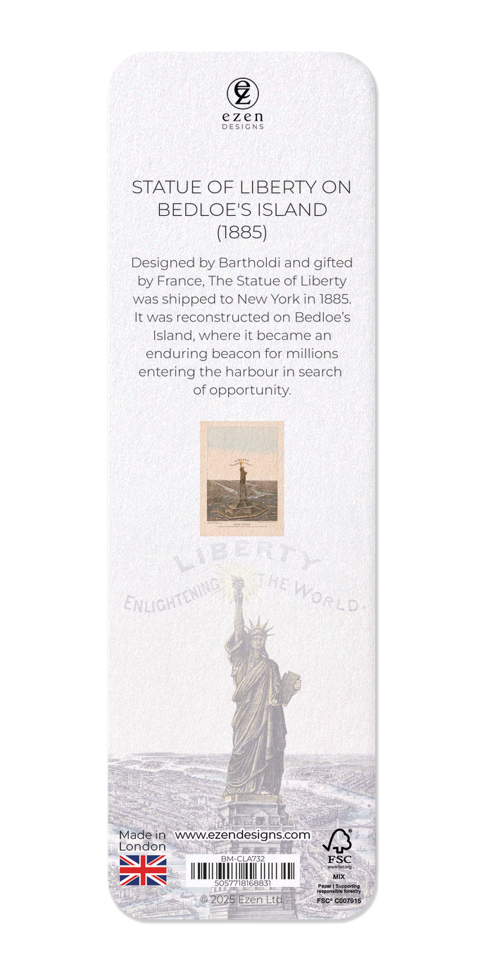 Ezen Designs - Statue of Liberty on Bedloe's Island (1885) - Bookmark - Back