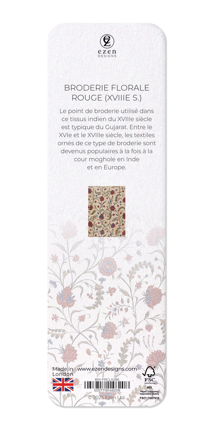 Ezen Designs - BRODERIE FLORALE ROUGE (XVIIIe S.) - Bookmark - Back
