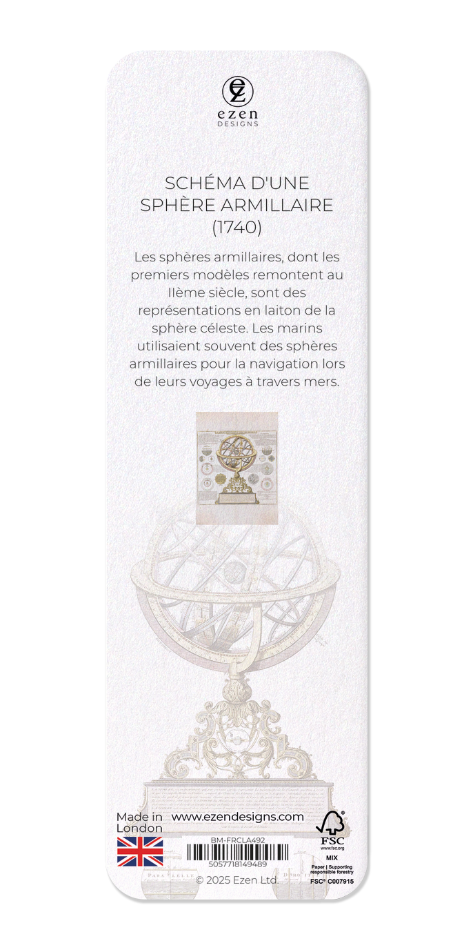 Ezen Designs - Schéma d'une Sphère Armillaire (1740) - Bookmark - Back