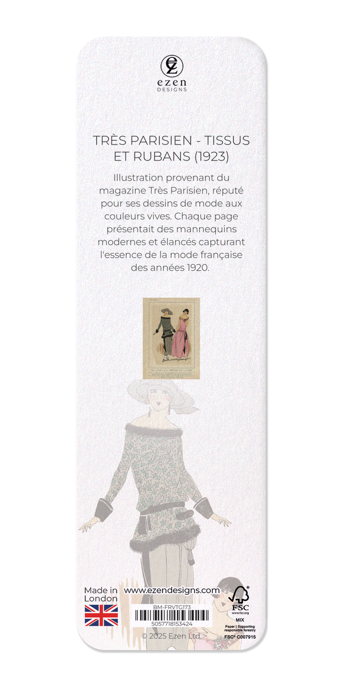Ezen Designs - TRÈS PARISIEN - Tissus et Rubans (1923) - Bookmark - Back