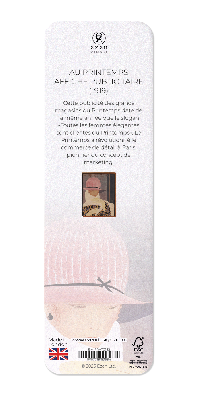 Ezen Designs - Au Printemps Affiche Publicitaire (1919) - Bookmark - Back