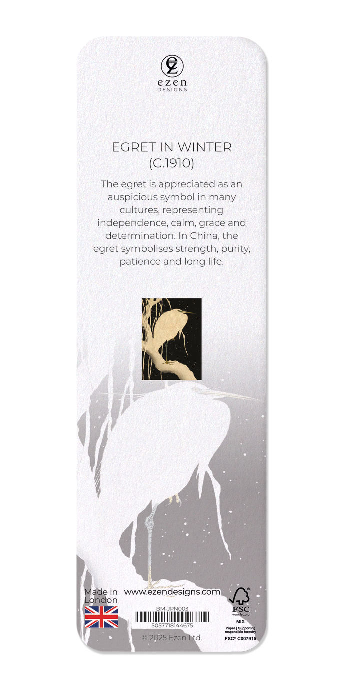 Ezen Designs - Egret in winter (c.1910) - Bookmark - Back