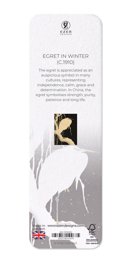 Ezen Designs - Egret in winter (c.1910) - Bookmark - Back
