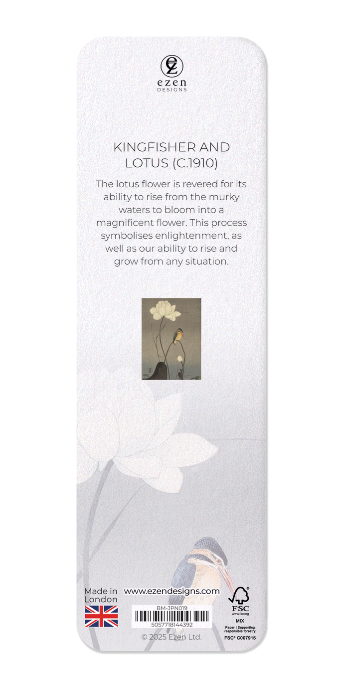 Ezen Designs - Kingfisher and lotus (c.1910) - Bookmark - Back