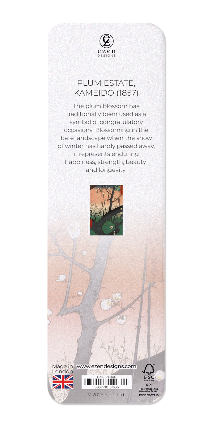 Ezen Designs - Plum estate, Kameido (1857) - Bookmark - Back
