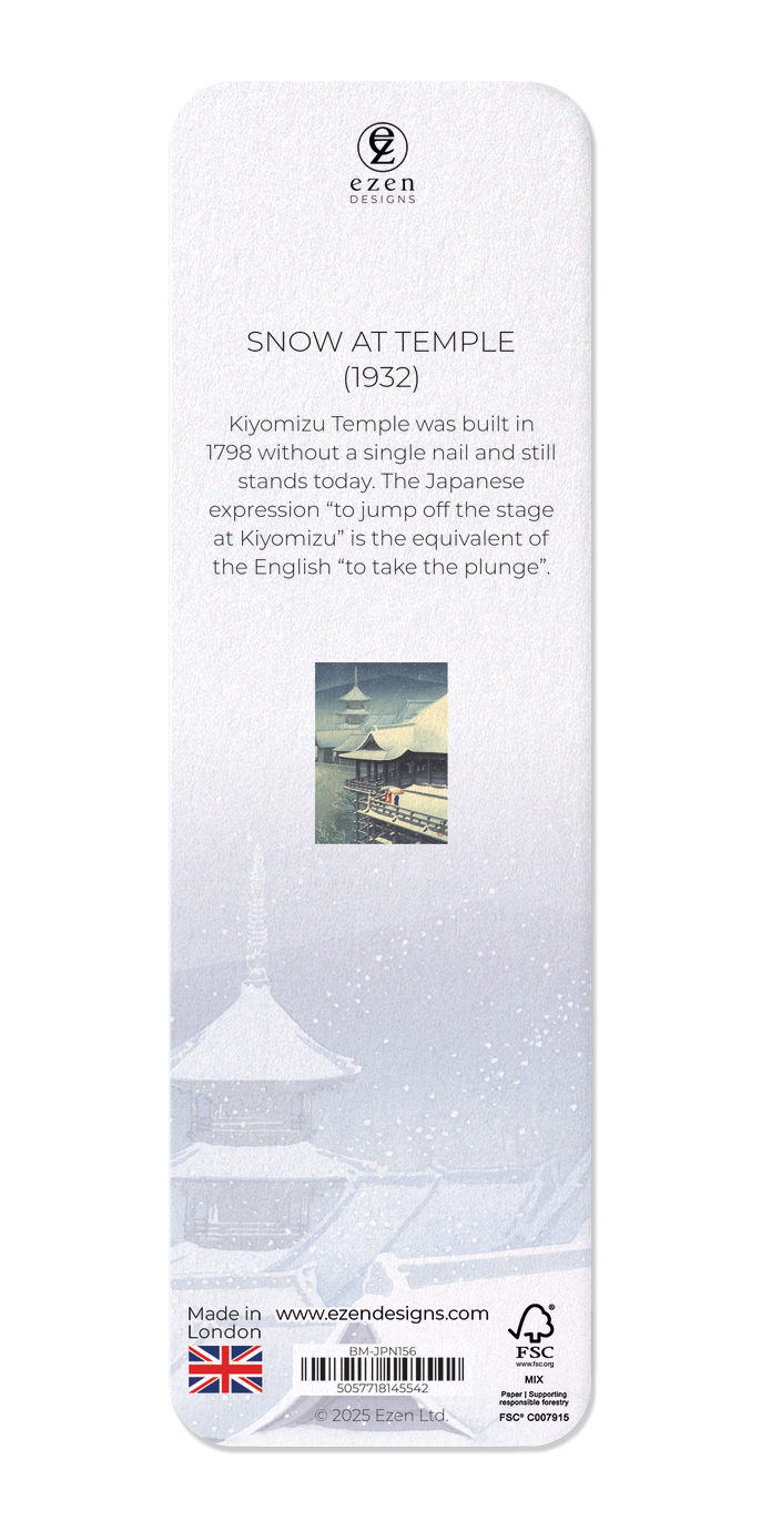 Ezen Designs - Snow at temple (1932) - Bookmark - Back