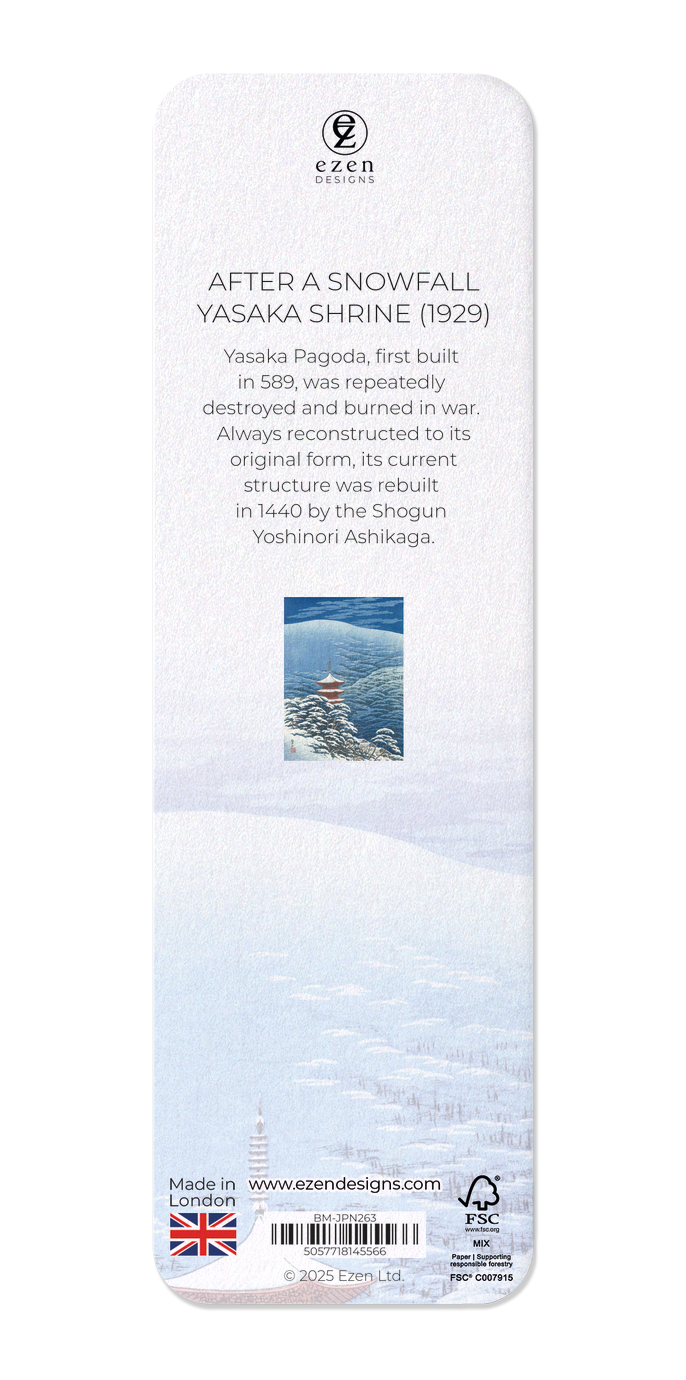 Ezen Designs - After a snowfall yasaka shrine (1929) - Bookmark - Back