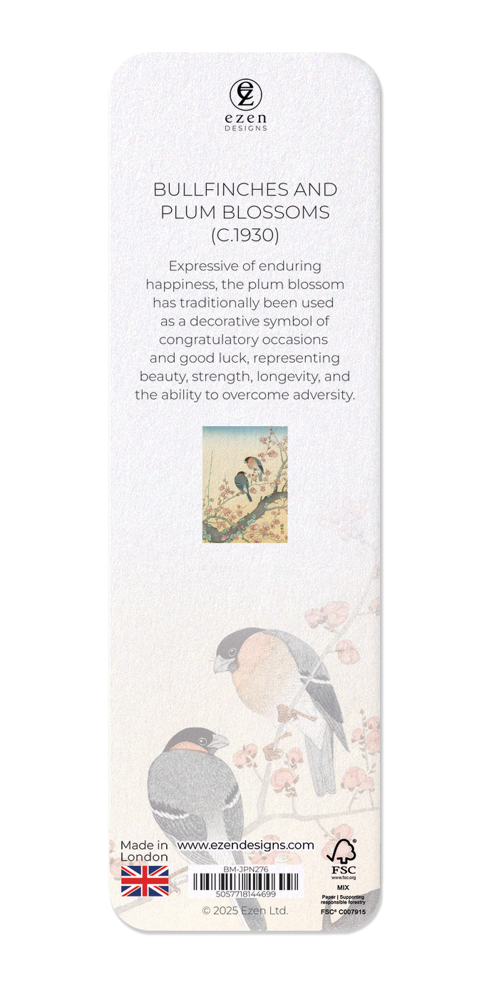 Ezen Designs - BULLFINCHES AND PLUM BLOSSOMS (C.1930) - Bookmark - Back