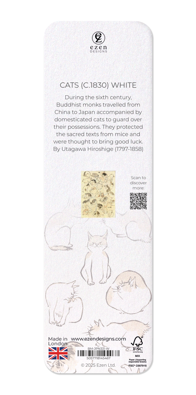 Ezen Designs - CATS (C.1830) WHITE - Bookmark - Back