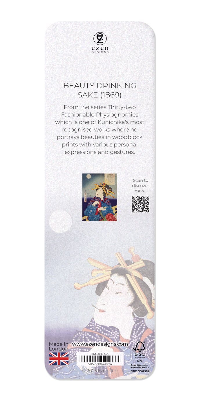 Ezen Designs - Beauty drinking sake (1869) - Bookmark - Back