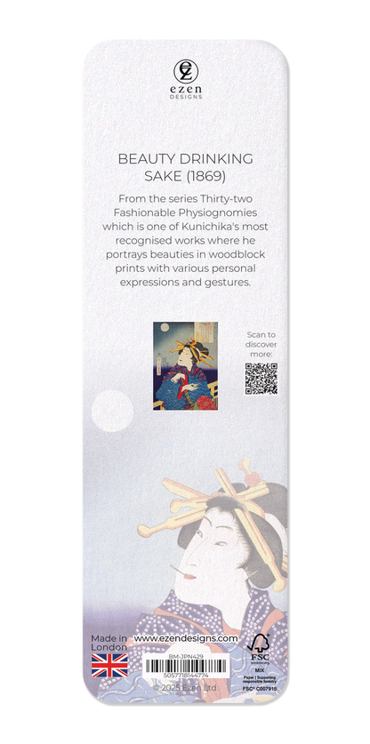 Ezen Designs - Beauty drinking sake (1869) - Bookmark - Back