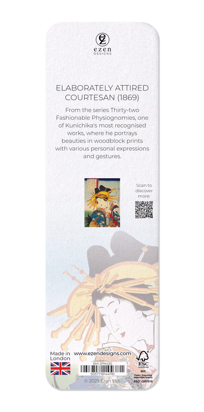 Ezen Designs - Elaborately attired courtesan (1869) - Bookmark - Back
