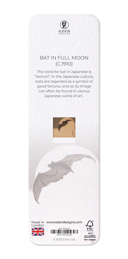 Ezen Designs - Bat in Full Moon (c.1910) - Bookmark - Back