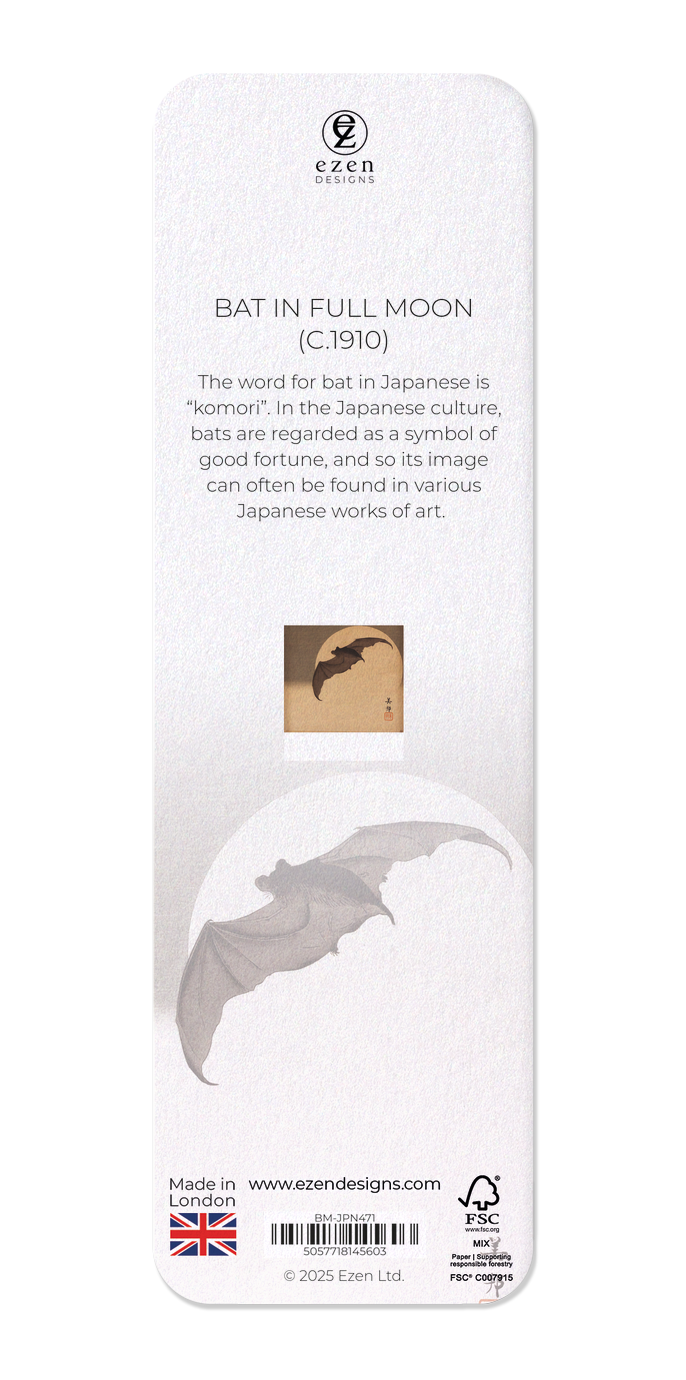 Ezen Designs - Bat in Full Moon (c.1910) - Bookmark - Back