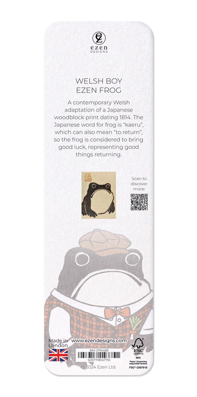 Ezen Designs - Welsh boy Ezen Frog - Bookmark - Back