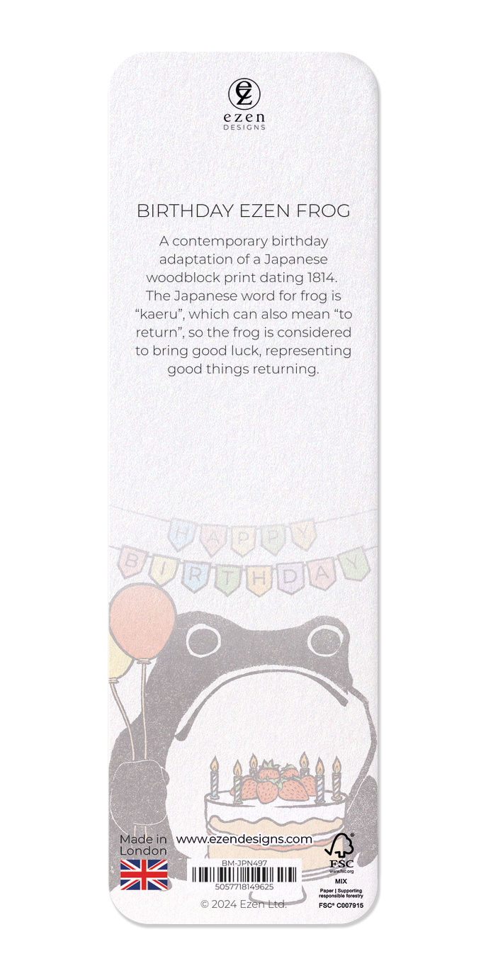 Ezen Designs - Birthday Ezen Frog - Bookmark - Back