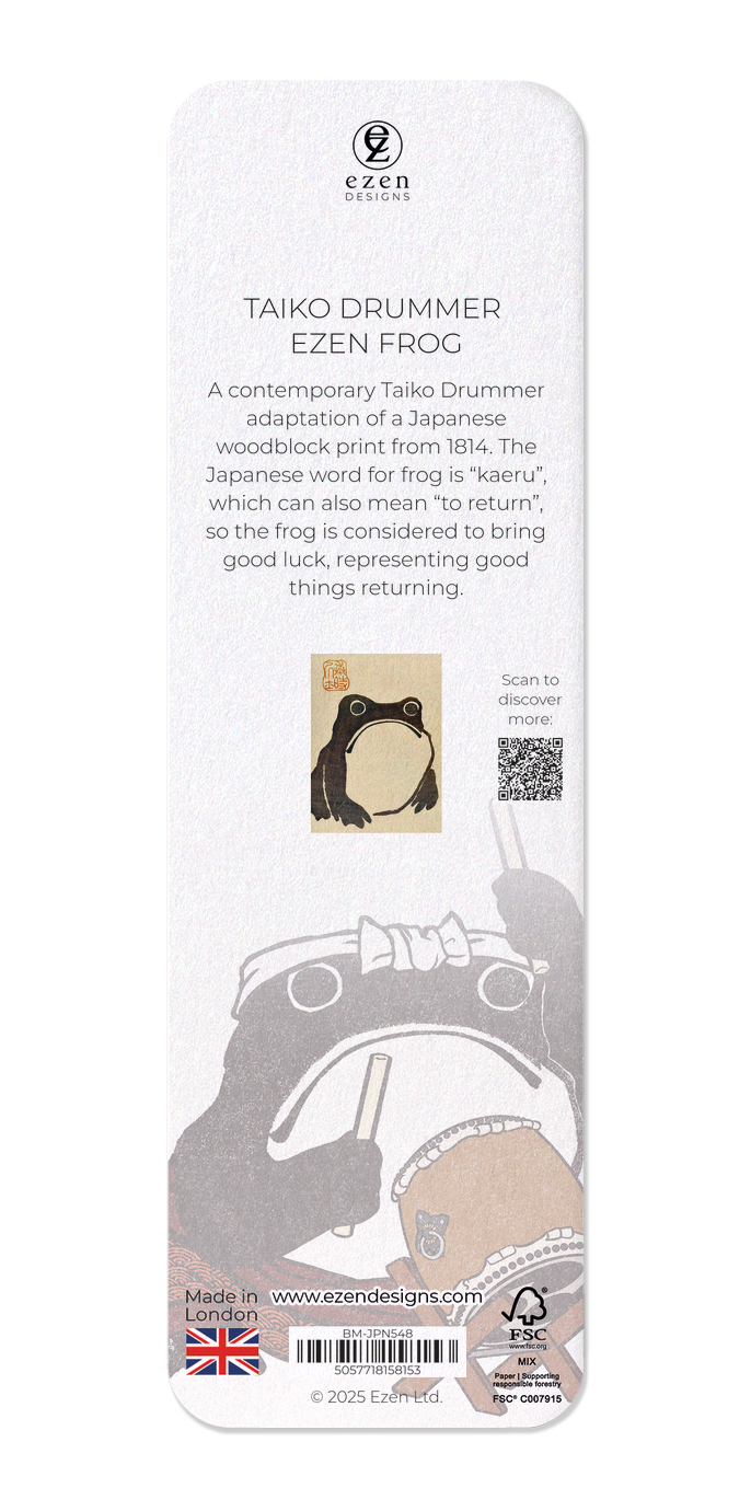 Ezen Designs - Taiko Drummer Ezen Frog - Bookmark - Back