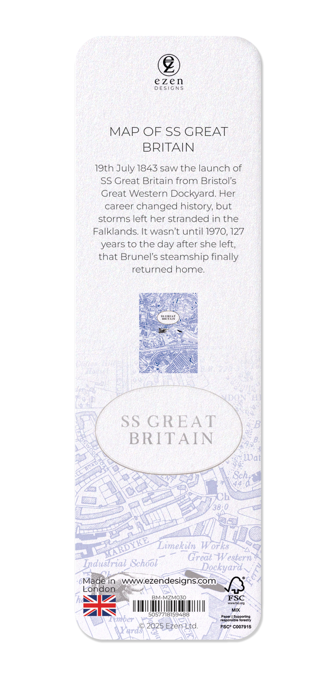 Ezen Designs - Map of SS Great Britain - Bookmark - Back