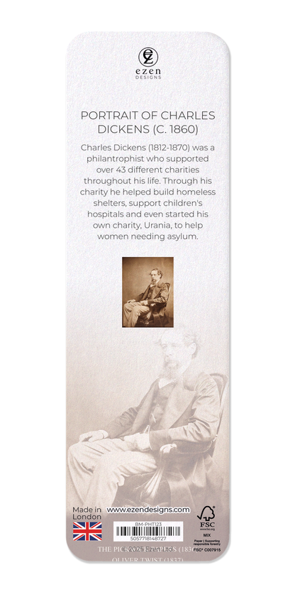Ezen Designs - Portrait of Charles Dickens (c. 1860) - Bookmark - Back