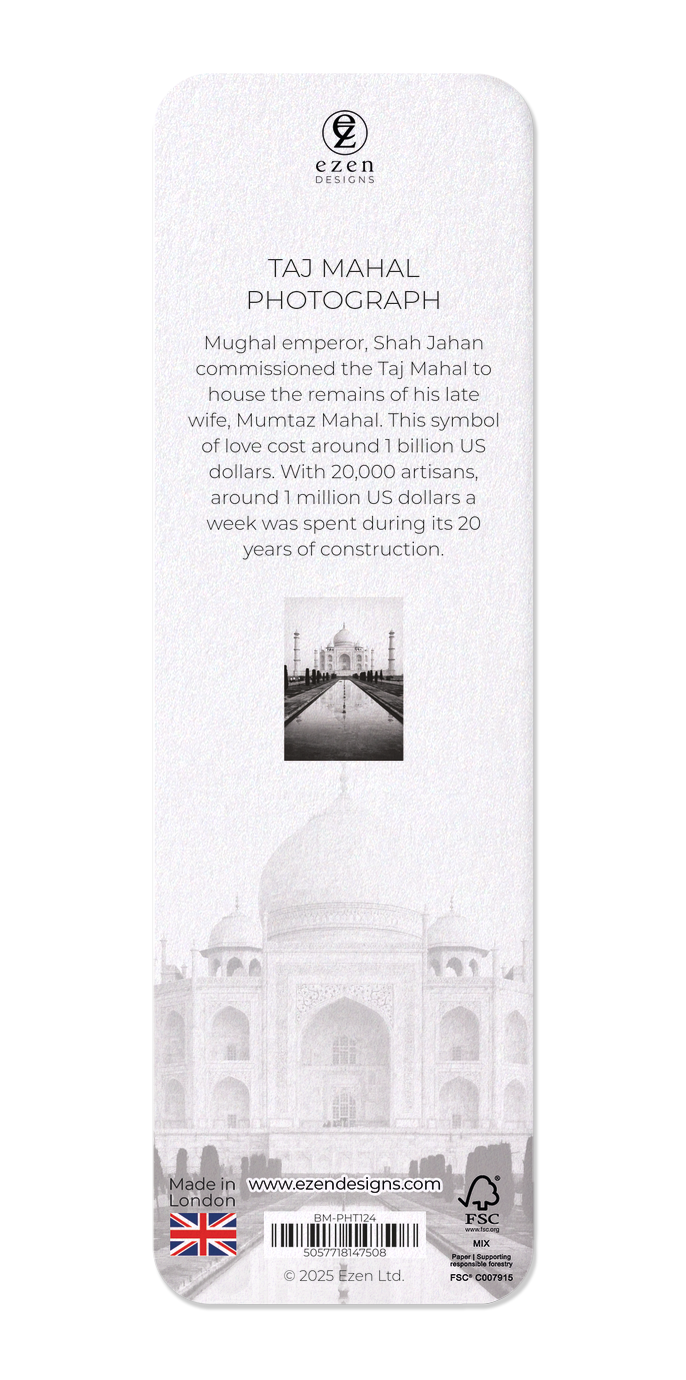 Ezen Designs - Taj Mahal Photograph - Bookmark - Back