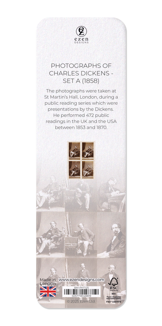 Ezen Designs - Photographs of Charles Dickens - Set A (1858) - Bookmark - Back