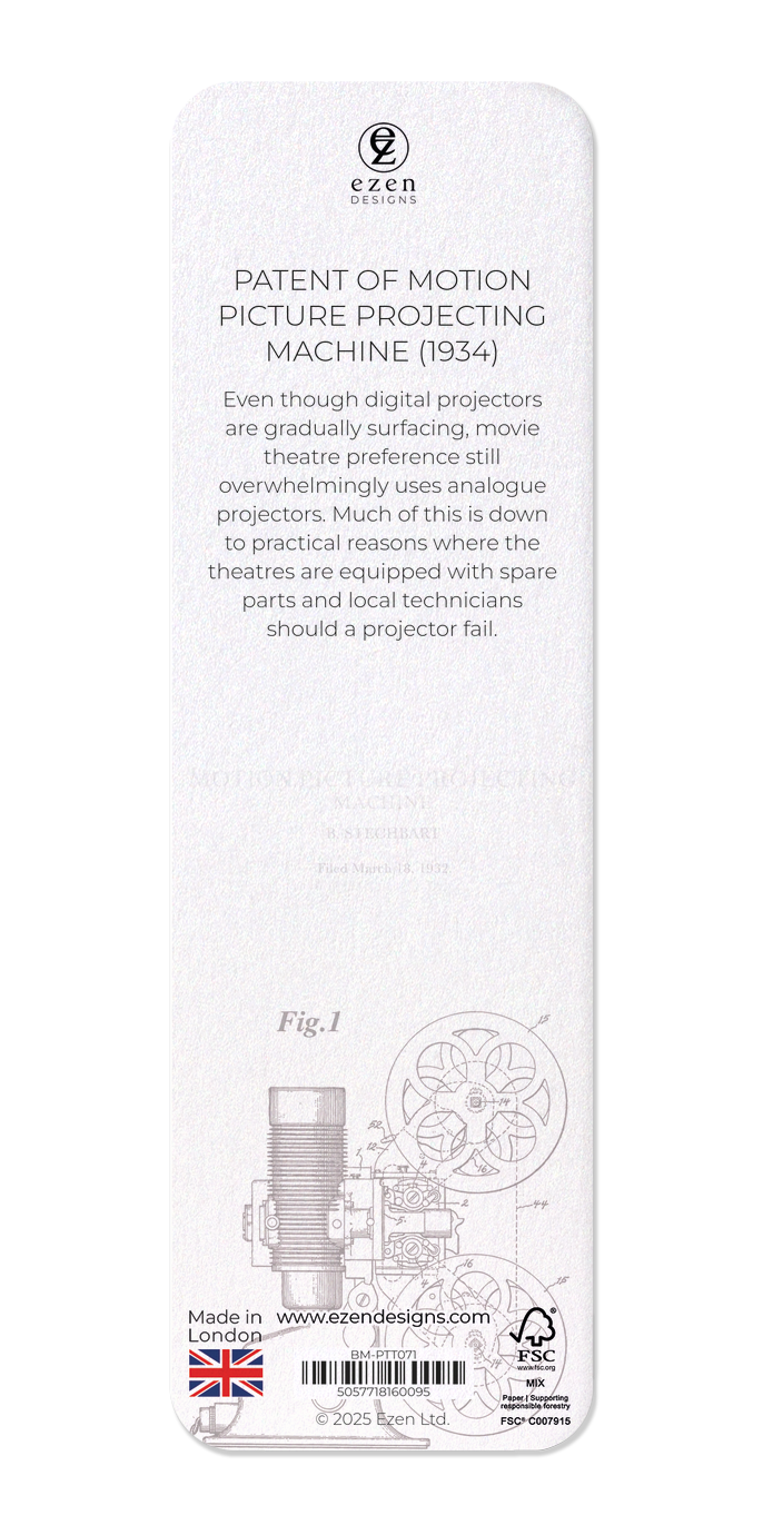 Ezen Designs - Patent of motion picture projecting machine (1934) - Bookmark - Back