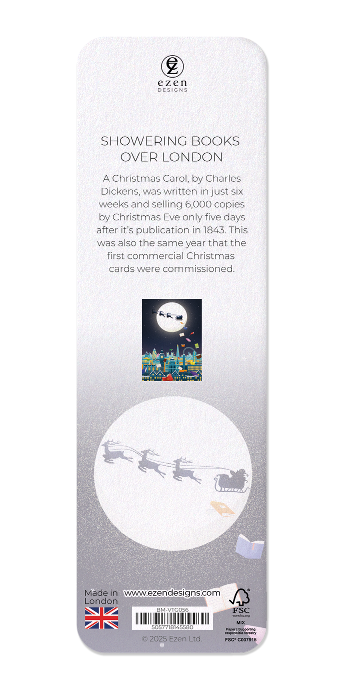 Ezen Designs - Showering books over London - Bookmark - Back