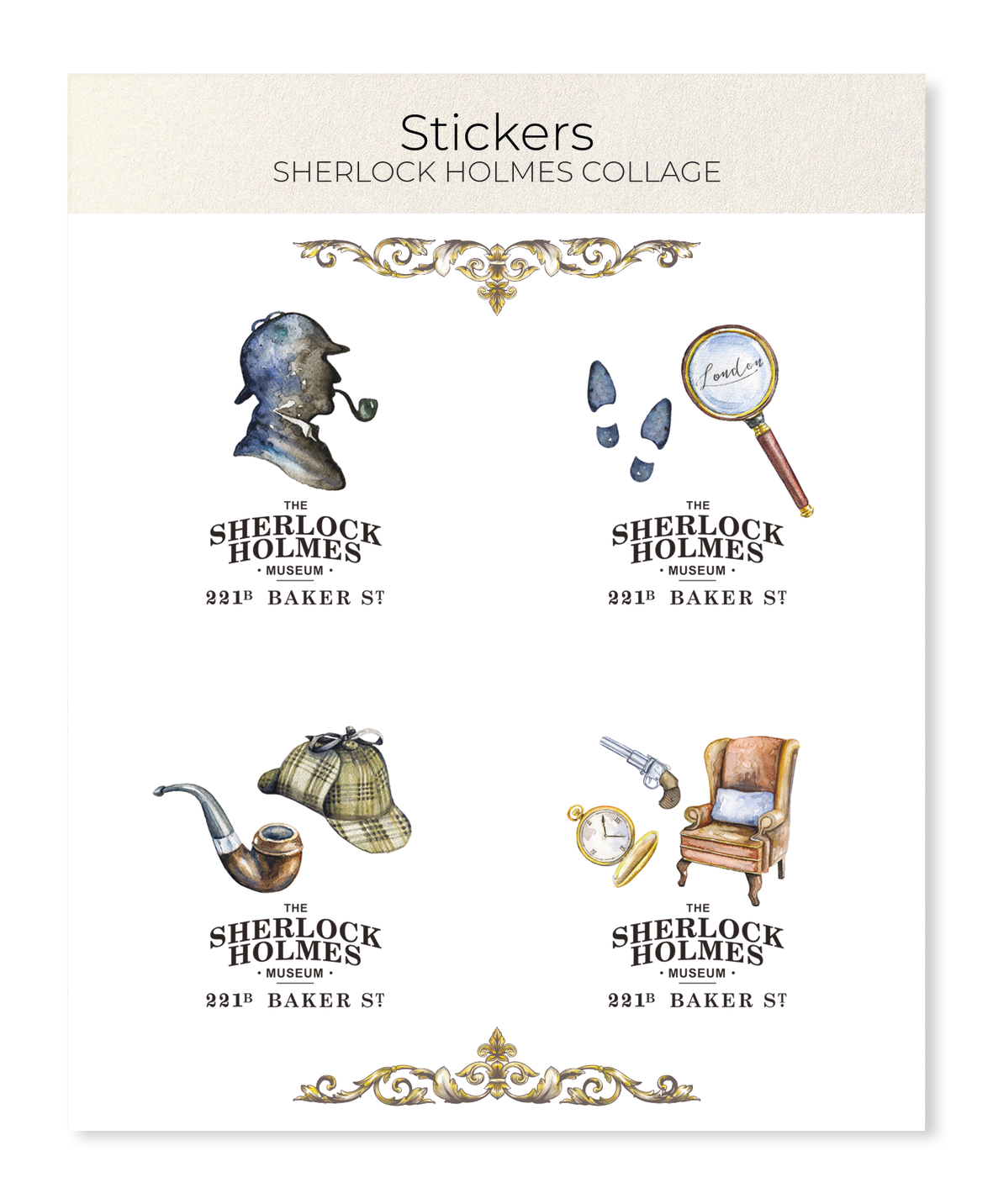 Ezen Designs - Sherlock Holmes collage - Sticker Set