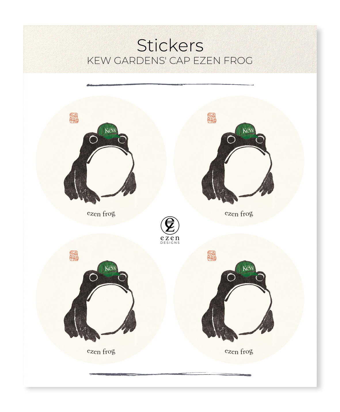 Ezen Designs - KEW GARDENS' CAP EZEN FROG - Sticker Set