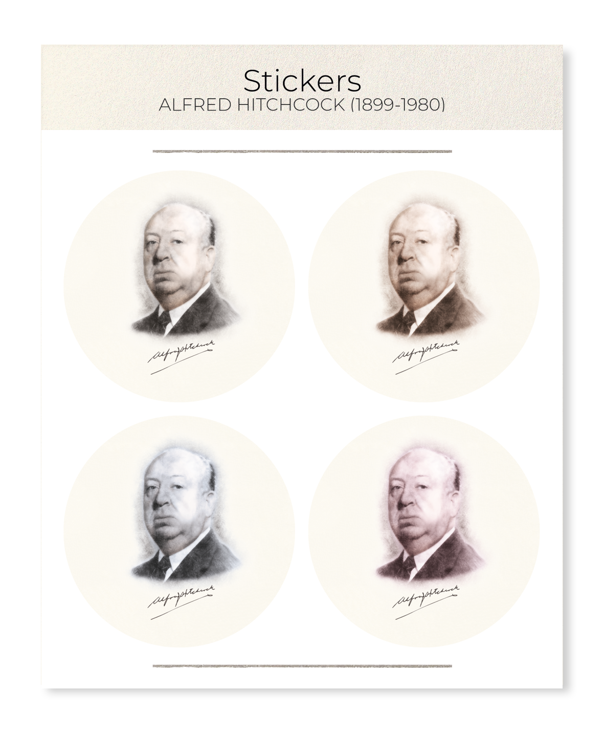 Ezen Designs - Alfred Hitchcock (1899-1980) - Sticker Set