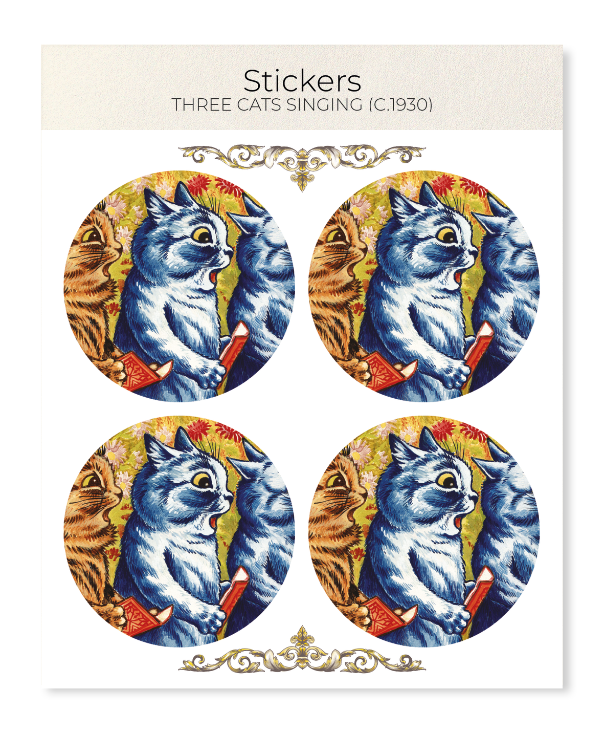 Ezen Designs - Three Cats Singing (C.1930) - Sticker Set