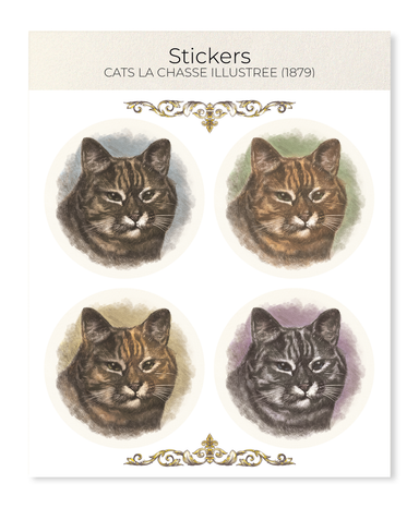 Ezen Designs - Cats La Chasse illustrée (1879) - Sticker Set