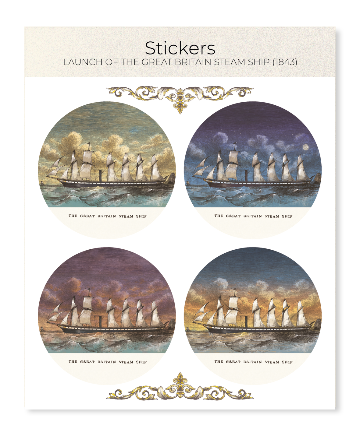 Ezen Designs - Launch of The Great Britain Steam Ship (1843) - Sticker Set