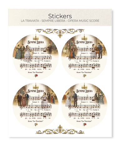 Ezen Designs - La Traviata - Sempre Libera - Opera Music Score - Sticker Set