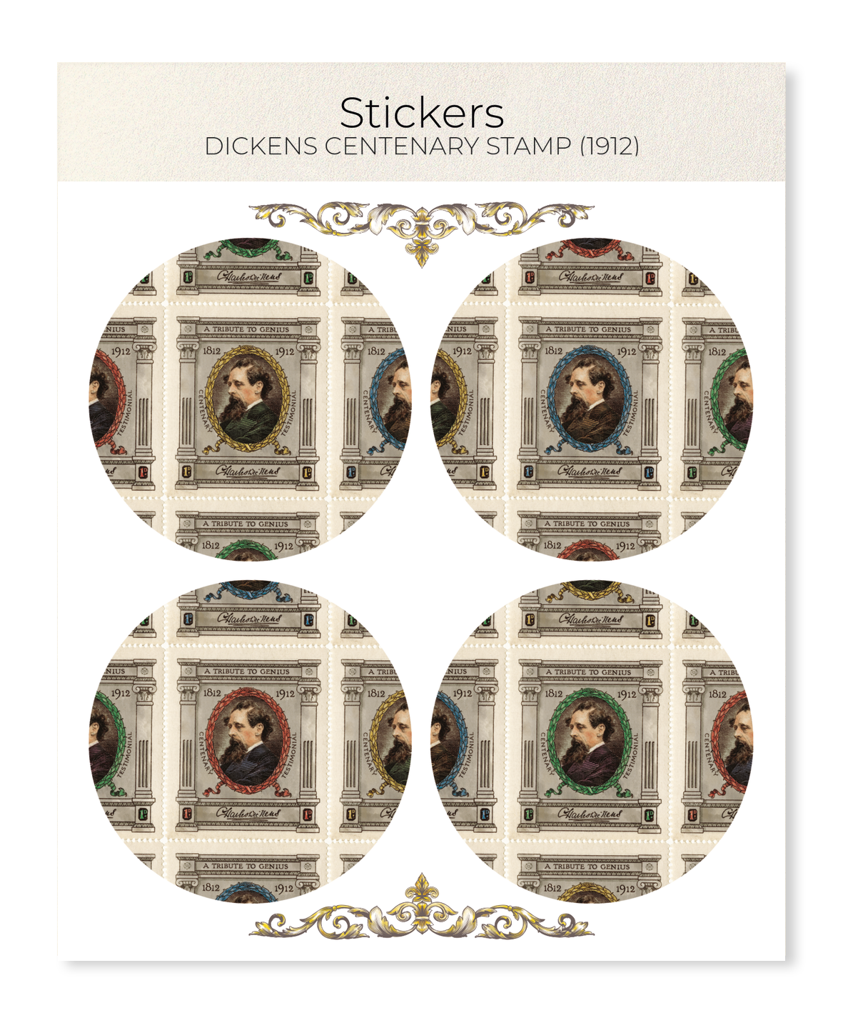 Ezen Designs - Dickens Centenary Stamp (1912) - Sticker Set