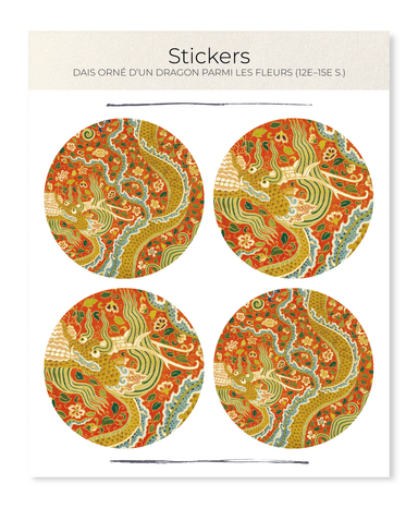 Ezen Designs - Dais orné d’un dragon parmi les fleurs (12e–15e s.) - Sticker Set