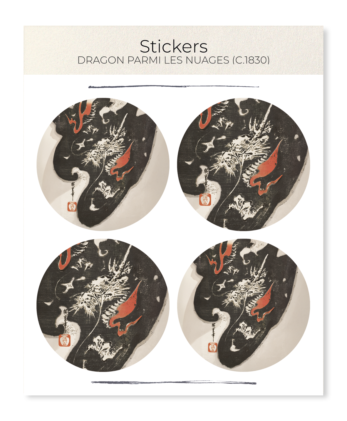Ezen Designs - Dragon parmi les nuages (c.1830) - Sticker Set