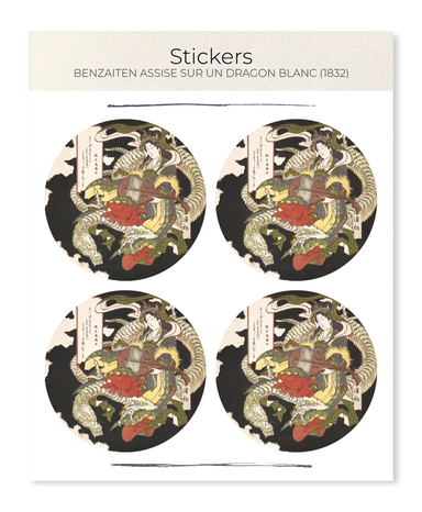Ezen Designs - Benzaiten assise sur un dragon blanc (1832) - Sticker Set