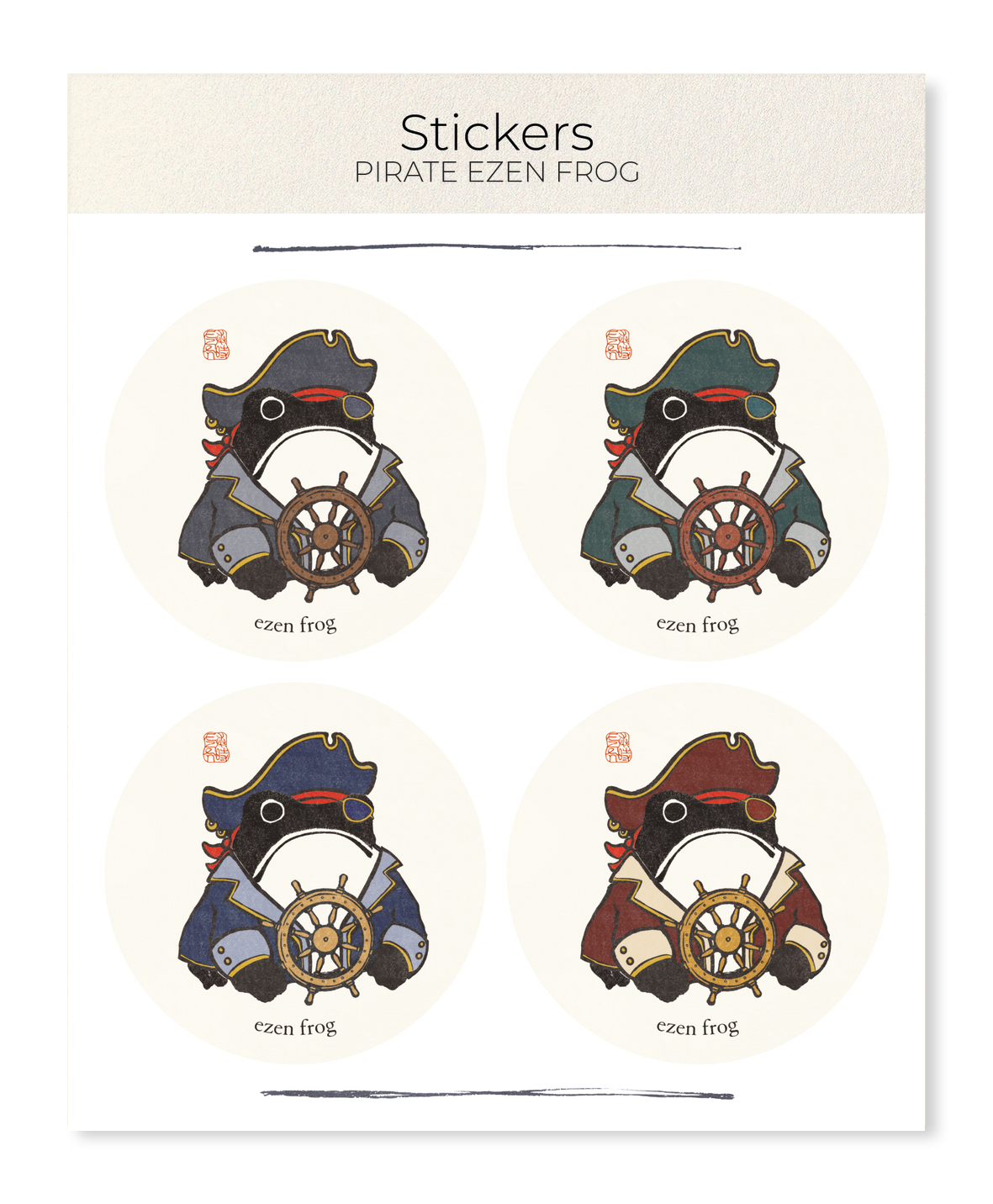 Ezen Designs - Pirate Ezen Frog - Sticker Set