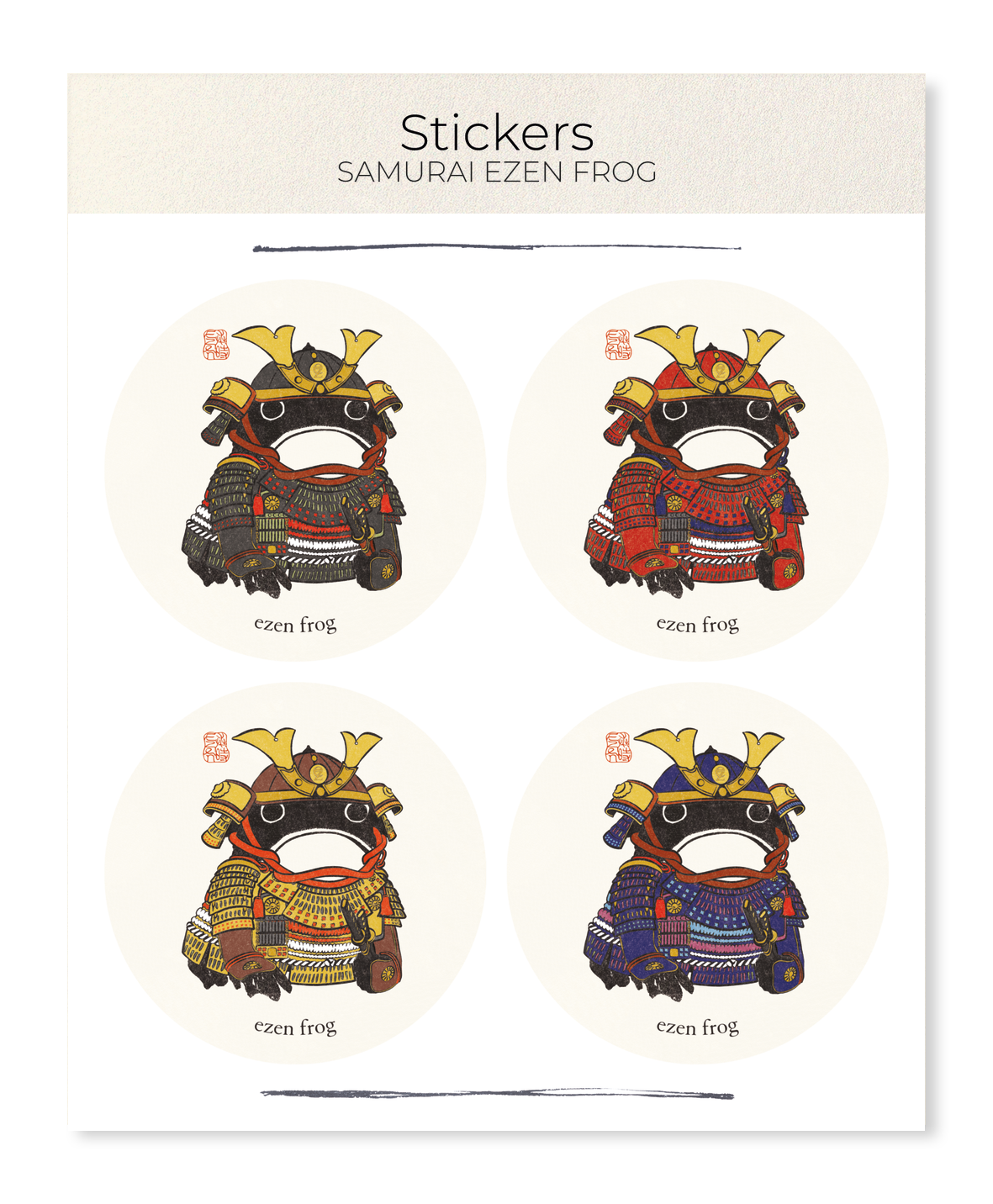 Ezen Designs - Samurai Ezen Frog - Sticker Set