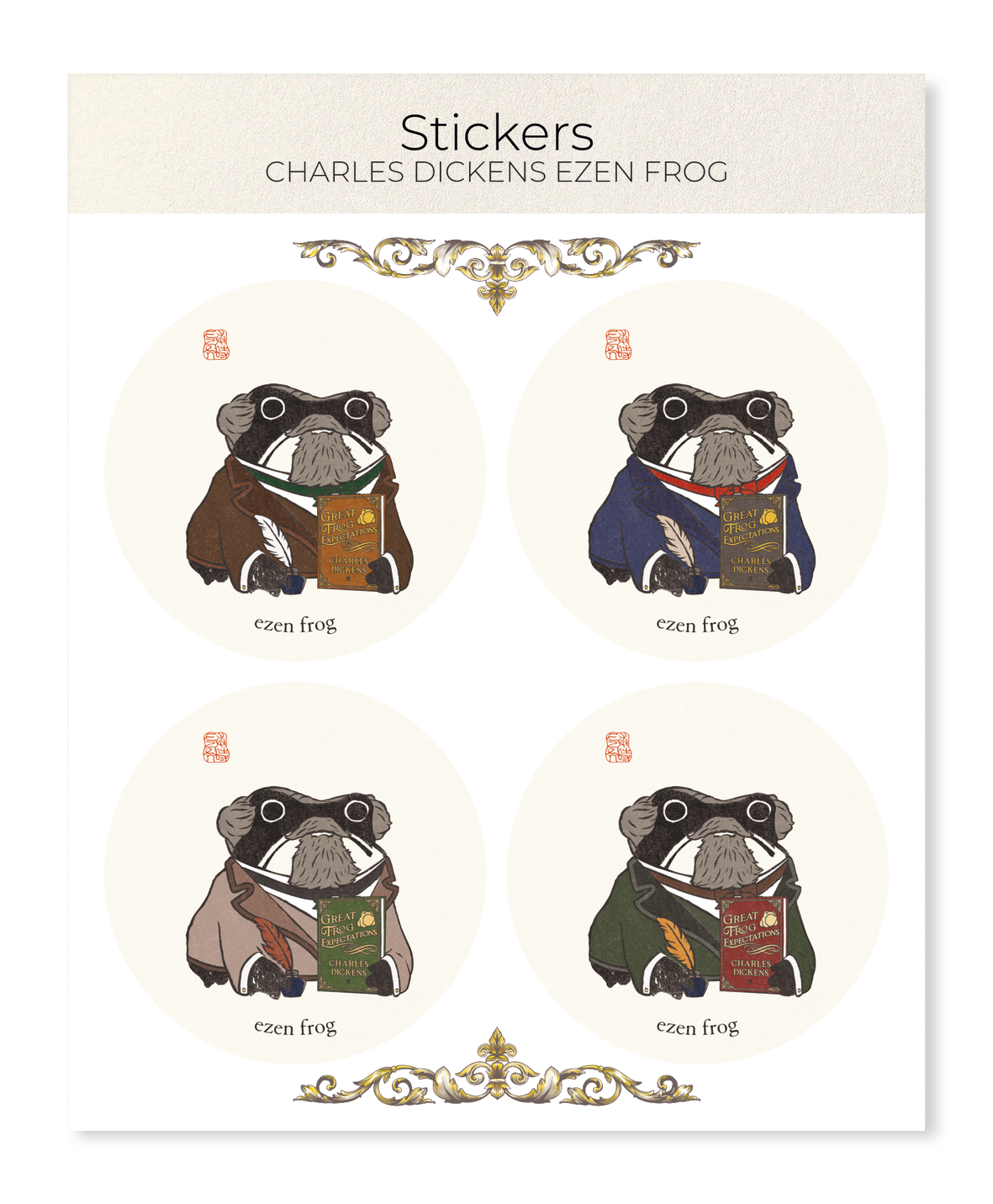Ezen Designs - Charles Dickens Ezen Frog - Sticker Set