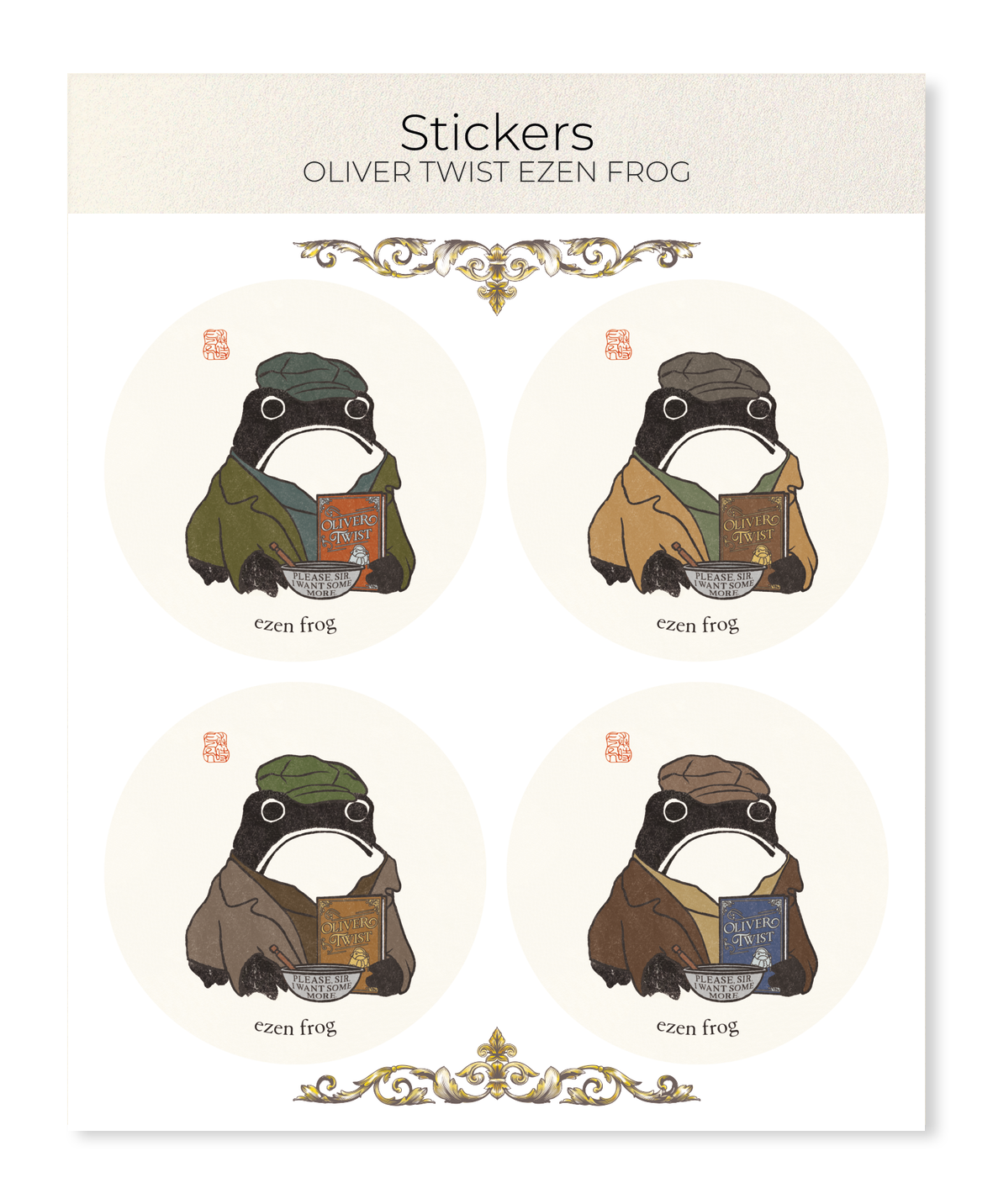 Ezen Designs - Oliver Twist Ezen Frog - Sticker Set