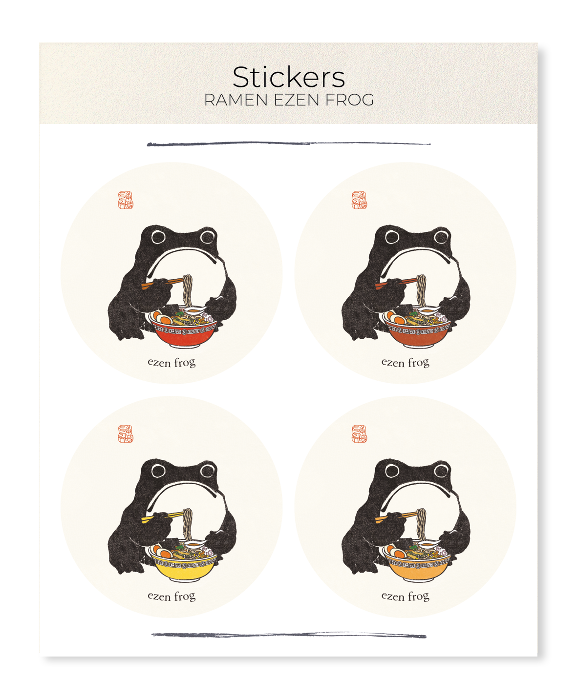 Ezen Designs - Ramen Ezen Frog - Sticker Set