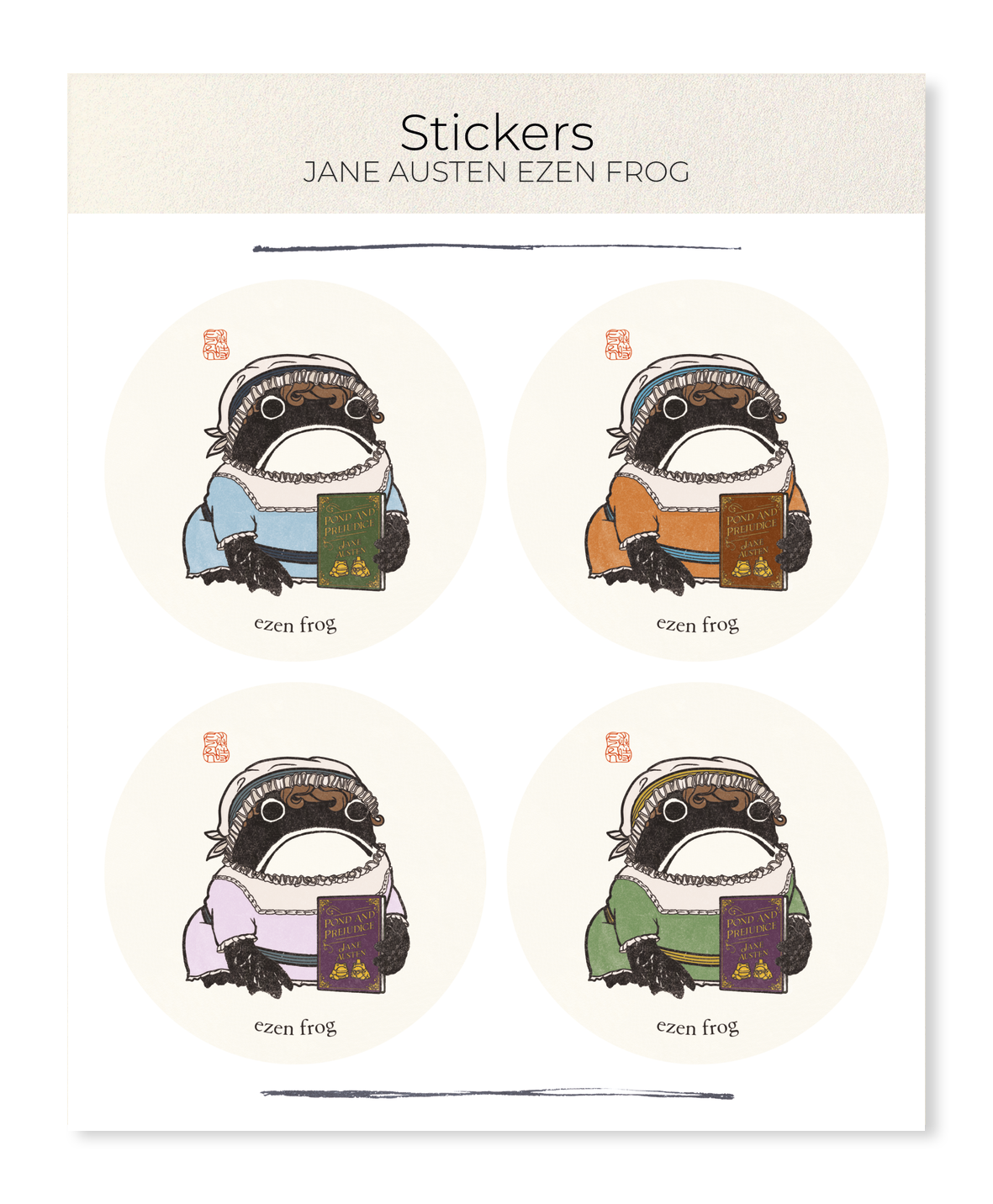 Ezen Designs - Jane Austen Ezen Frog - Sticker Set