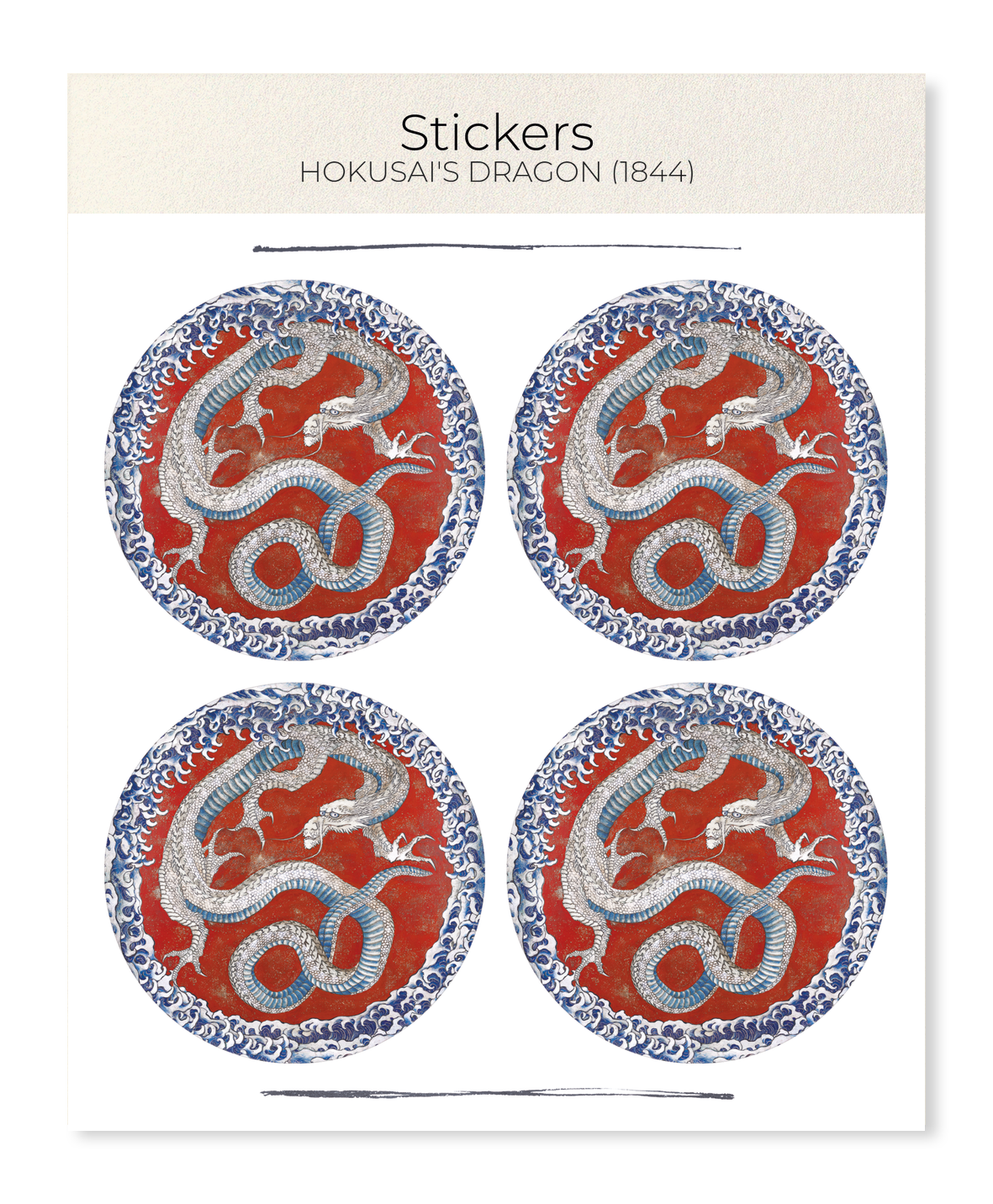 Ezen Designs - Hokusai's Dragon (1844) - Sticker Set